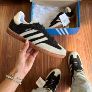 AD Samba Couro Preto Branco